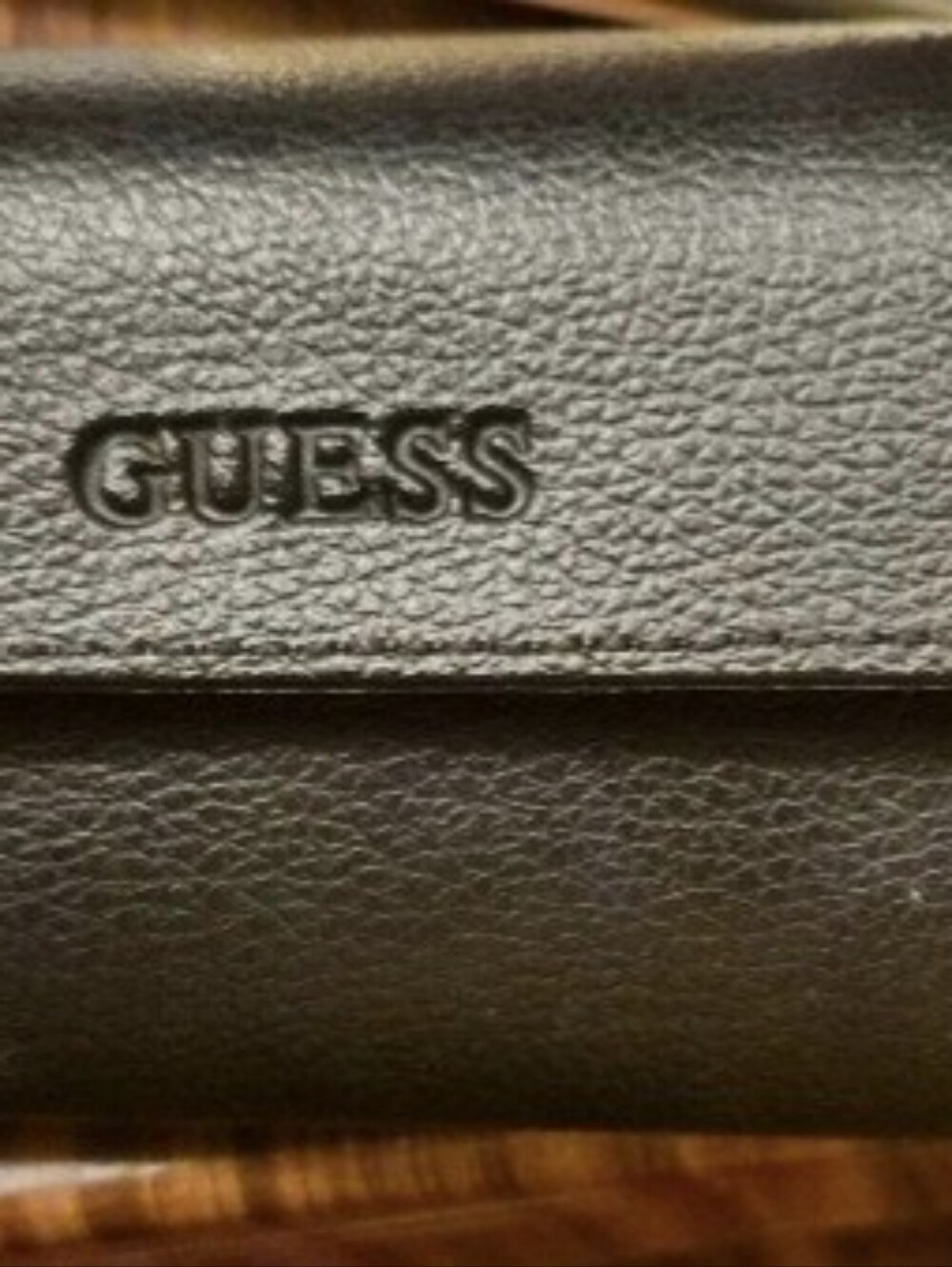 GUESS Black Leather Eyeglass Case with Embossed Logo